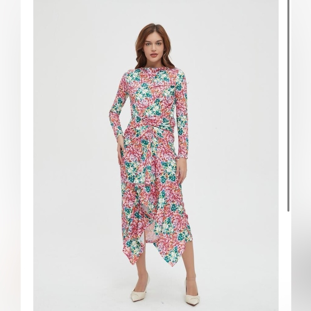 Mia Mod All Over Ruched Dotted Dress